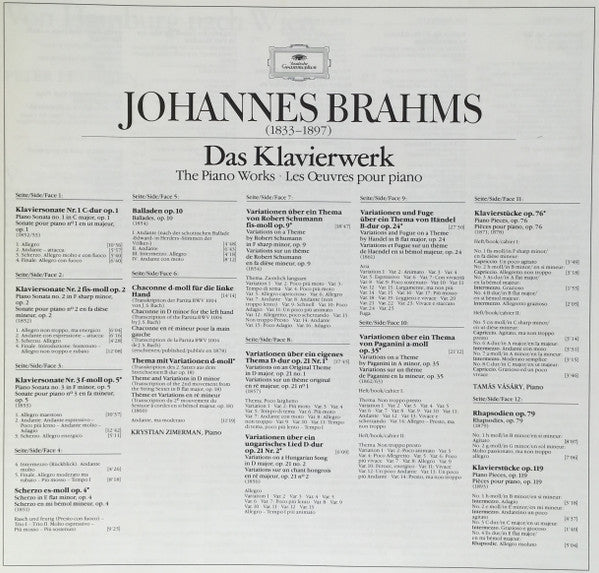 Johannes Brahms : Das Klavierwerk - The Piano Works - Les Œuvres Pour Piano (11xLP, Comp + Box)