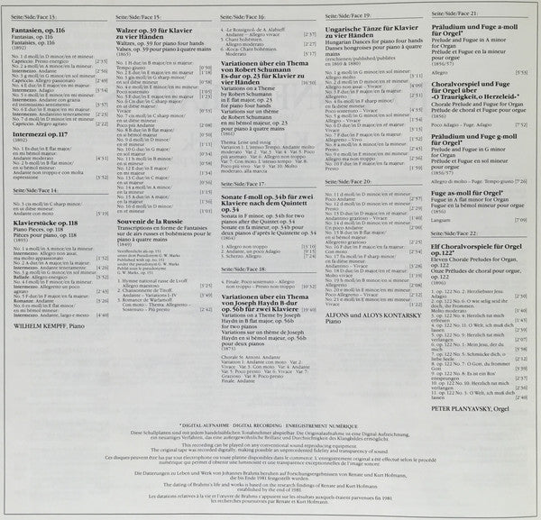 Johannes Brahms : Das Klavierwerk - The Piano Works - Les Œuvres Pour Piano (11xLP, Comp + Box)