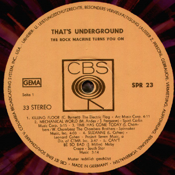 Various : That's Underground (The Rock Machine Turns You On) (LP, Comp, Ora)