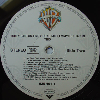 Dolly Parton, Linda Ronstadt, Emmylou Harris : Trio (LP, Album)