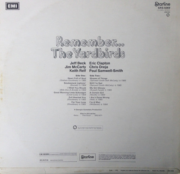 The Yardbirds : Remember... The Yardbirds (LP, Comp)