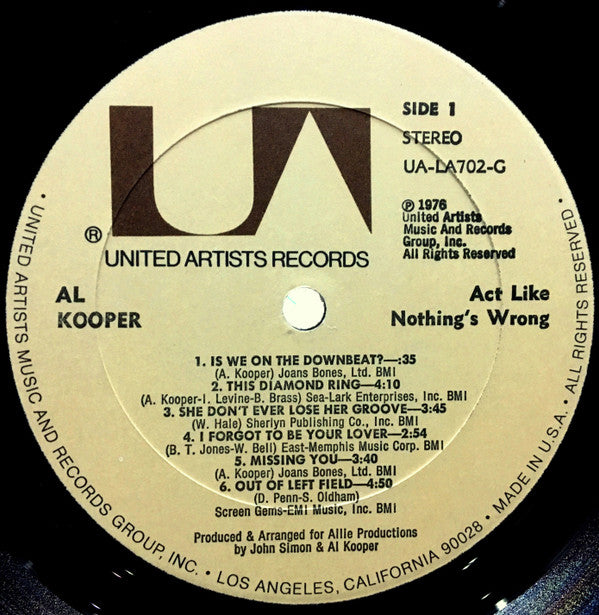 Al Kooper : Act Like Nothing's Wrong (LP, Album, All)