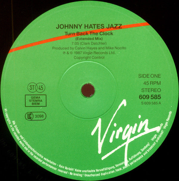 Johnny Hates Jazz : Turn Back The Clock (12", Single)