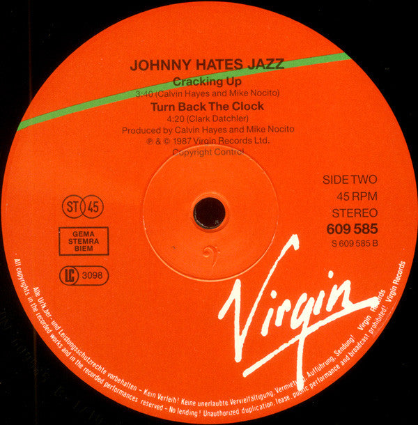 Johnny Hates Jazz : Turn Back The Clock (12", Single)