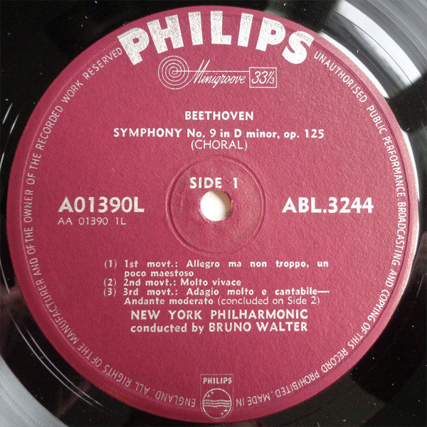 Ludwig van Beethoven - Frances Yeend, Martha Lipton, David Lloyd (3), Mack Harrell, Westminster Symphonic Choir, John Finley Williamson, Bruno Walter, New York Philharmonic : No. 9 In D Minor, Op. 125 'Choral' (LP, Mono)