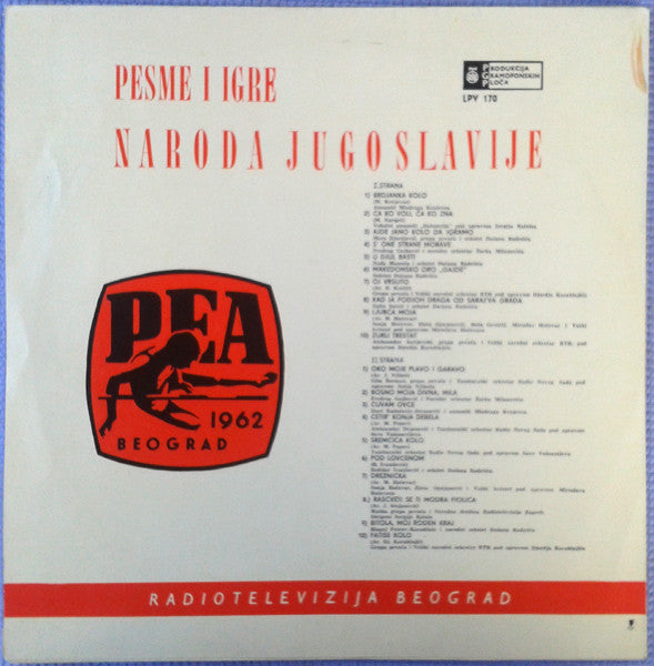 Various : Pesme I Igre Naroda Jugoslavije (PEA 1962 Beograd) (LP, Comp, Red)