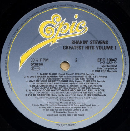 Shakin' Stevens : Greatest Hits Volume 1 (LP, Comp)