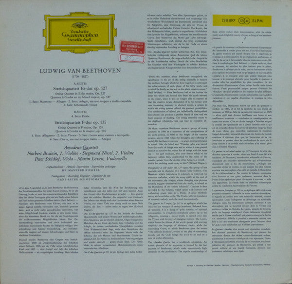 Ludwig van Beethoven – Amadeus-Quartett : Streichquartette Es-Dur Op. 127 Und F-Dur Op. 135 (LP, RP)