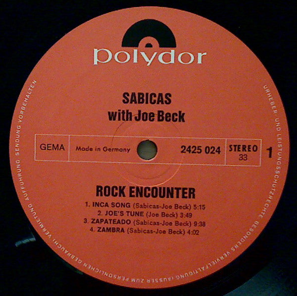 Sabicas With Joe Beck : Rock Encounter (LP, Album)