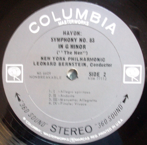 Joseph Haydn, New York Philharmonic, Leonard Bernstein : Symphony No. 82 "The Bear", Symphony No. 83 "The Hen" (LP)