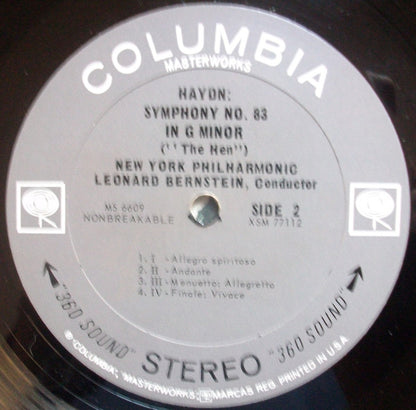 Joseph Haydn, New York Philharmonic, Leonard Bernstein : Symphony No. 82 "The Bear", Symphony No. 83 "The Hen" (LP)