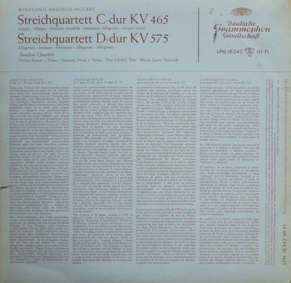 Wolfgang Amadeus Mozart, Amadeus-Quartett : Streichquartett C-dur KV 465 / Streichquartett D-dur KV 575 (LP, Mono)