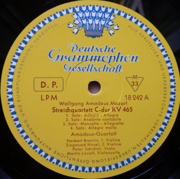 Wolfgang Amadeus Mozart, Amadeus-Quartett : Streichquartett C-dur KV 465 / Streichquartett D-dur KV 575 (LP, Mono)