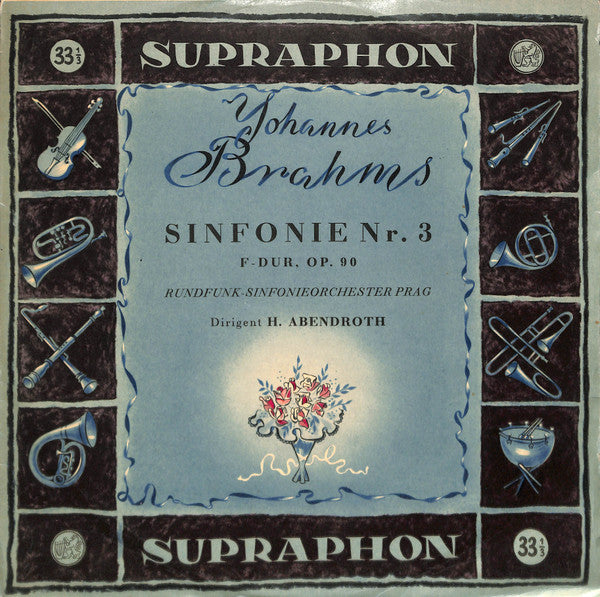 Johannes Brahms, Prague Radio Symphony Orchestra, Hermann Abendroth : Sinfonie Nr. 3 F-dur, Op. 90 (LP, Mono)