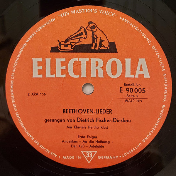 Ludwig van Beethoven Gesungen Von Dietrich Fischer-Dieskau , Am Klavier Hertha Klust : Lieder - Erste Folge (LP, Mono)