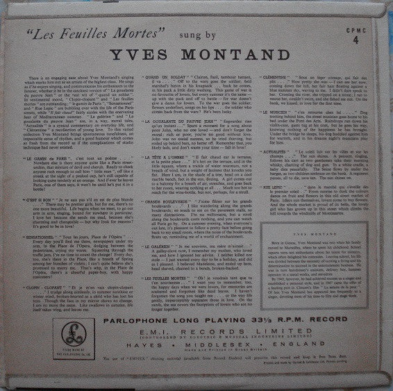 Yves Montand : Les Feuilles Mortes (LP, Comp)