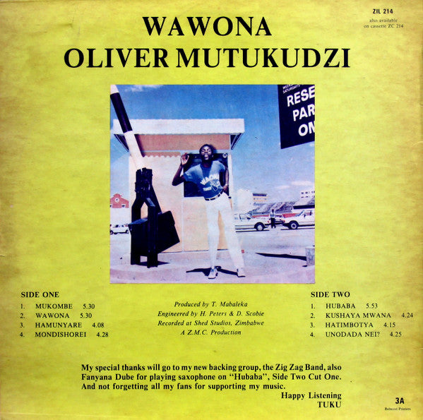 Oliver Mtukudzi : Wawona  (LP, Album)