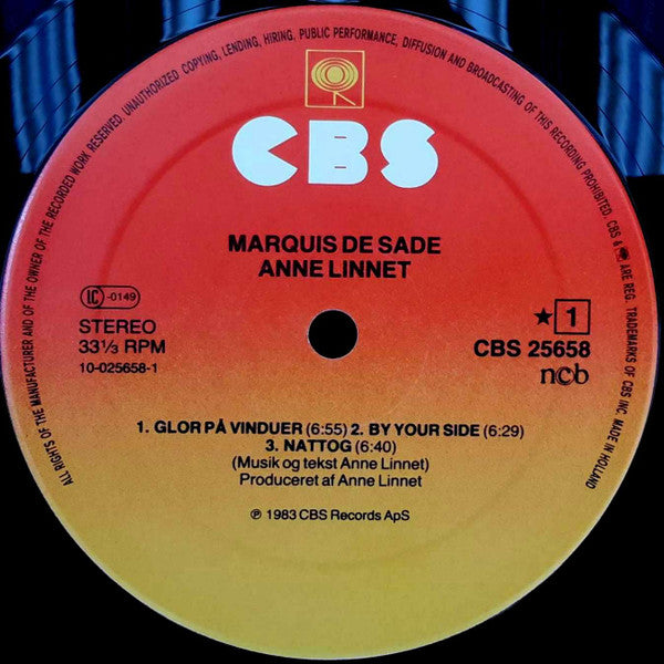 Anne Linnet : Marquis De Sade (LP, Album, Sun)
