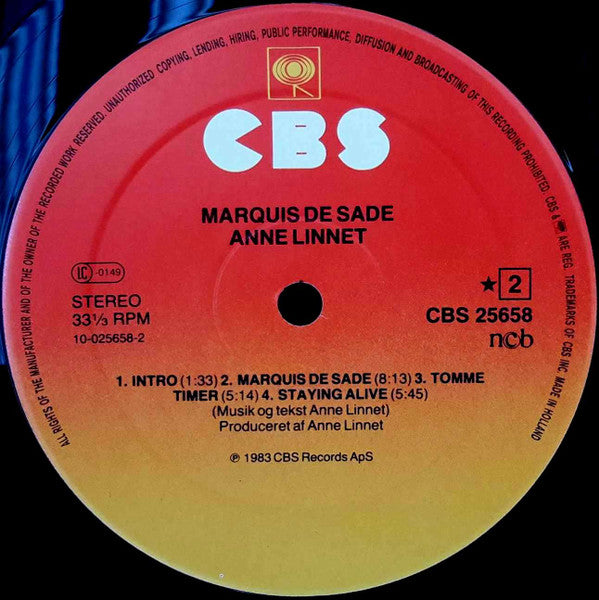 Anne Linnet : Marquis De Sade (LP, Album, Sun)