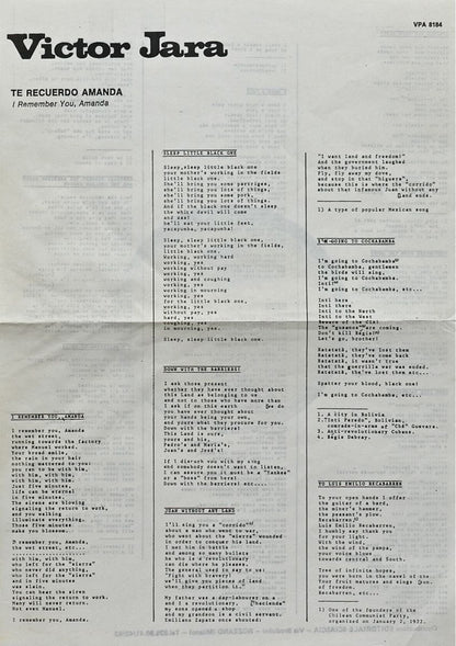 Victor Jara : Te Recuerdo Amanda (LP, Album, RE)