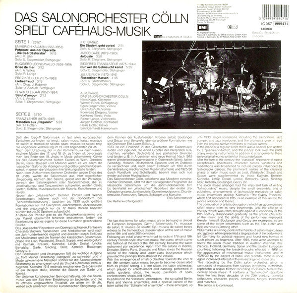 Das Salonorchester Cölln : Das Salonorchester Cölln Spielt Caféhaus-Musik (LP, Album)