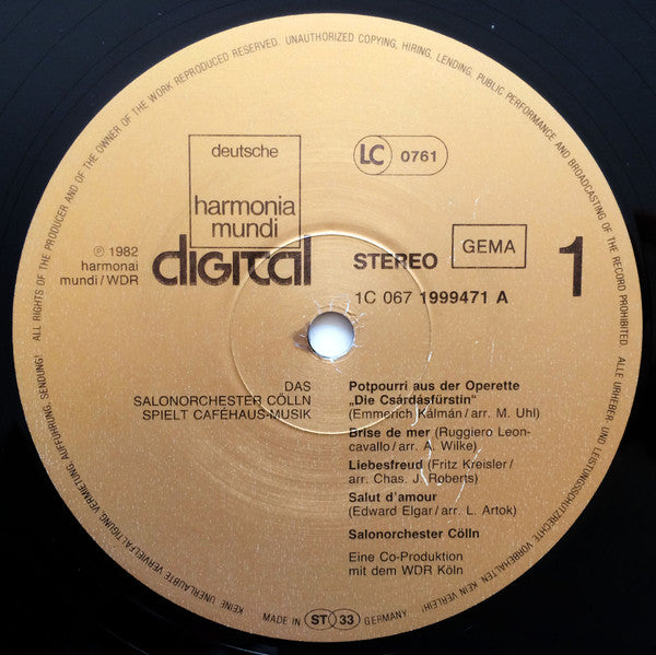 Das Salonorchester Cölln : Das Salonorchester Cölln Spielt Caféhaus-Musik (LP, Album)