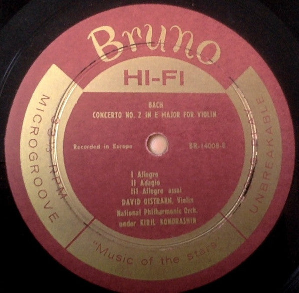 Johann Sebastian Bach / David Oistrach And Igor Oistrach : Double Concerto And Double Sonata / Violin Concerto No. 2 In E Major (LP)