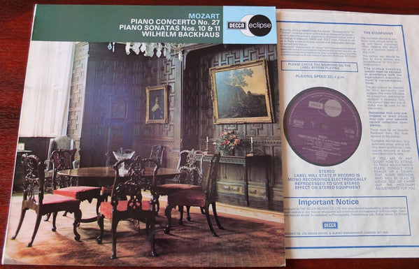 Wolfgang Amadeus Mozart, Wilhelm Backhaus : Piano Concerto No. 27,  Piano Sonatas Nos. 10 & 11 (LP, Comp)