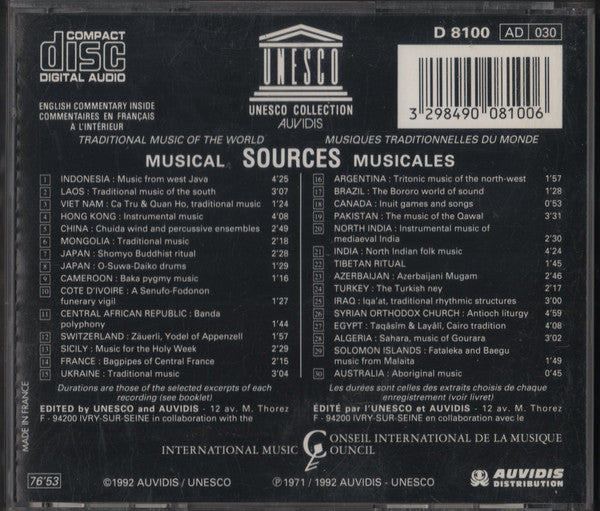 Various : Musical Sources = Sources Musicales (CD, Comp, RE, RP, Smplr)
