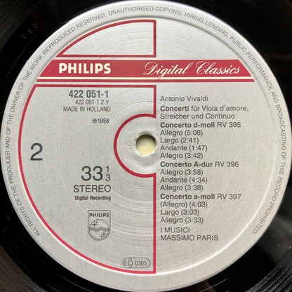 Antonio Vivaldi, I Musici, Massimo Paris : I Concerti Per Viola D'Amore (LP)