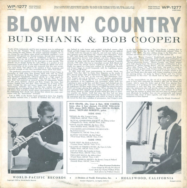 Bud Shank & Bob Cooper : Blowin' Country (LP, Album, Mono)