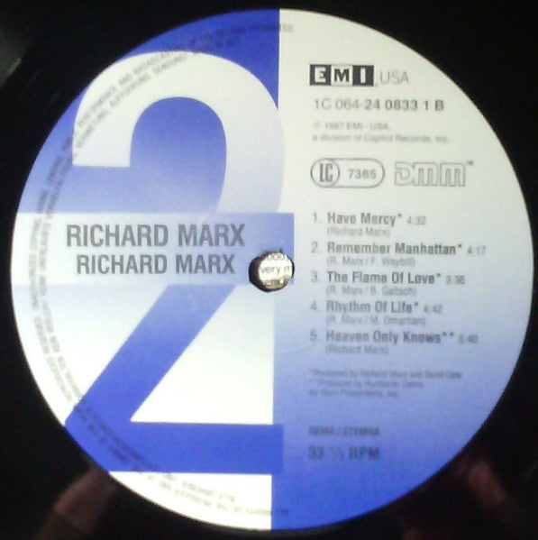 Richard Marx : Richard Marx (LP, Album, RE)