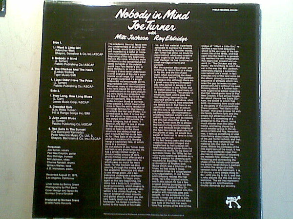 Big Joe Turner With Milt Jackson / Roy Eldridge : Nobody In Mind (LP, Album)