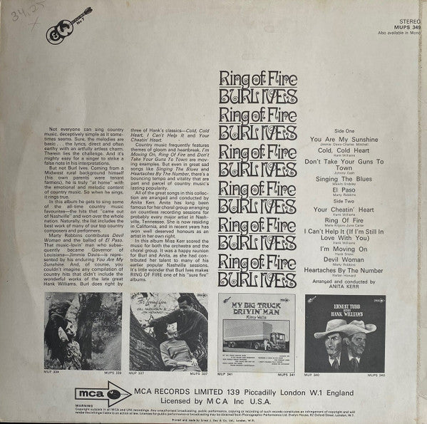 Burl Ives : Ring Of Fire (LP, Album)