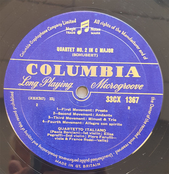 Wolfgang Amadeus Mozart, Franz Schubert, Quartetto Italiano : String Quartet No. 17 In B Flat Major ("Hunt") K.458 / String Quartet No. 2 In C Major (LP, Album, Mono)