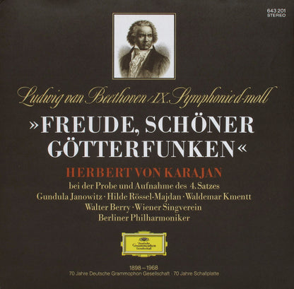 Ludwig van Beethoven, Herbert von Karajan, Gundula Janowitz ∙ Hilde Rössel-Majdan ∙ Waldemar Kmentt, Walter Berry ∙ Wiener Singverein, Berliner Philharmoniker : IX. Symphonie D-Moll »Freude, Schöner Götterfunken« (Herbert Von Karajan Bei Der Probe Und Aufnahme Des 4. Satzes) (LP)