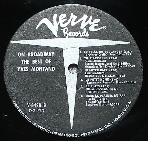 Yves Montand : On Broadway...The Best Of Yves Montand (LP, Comp, Mono)