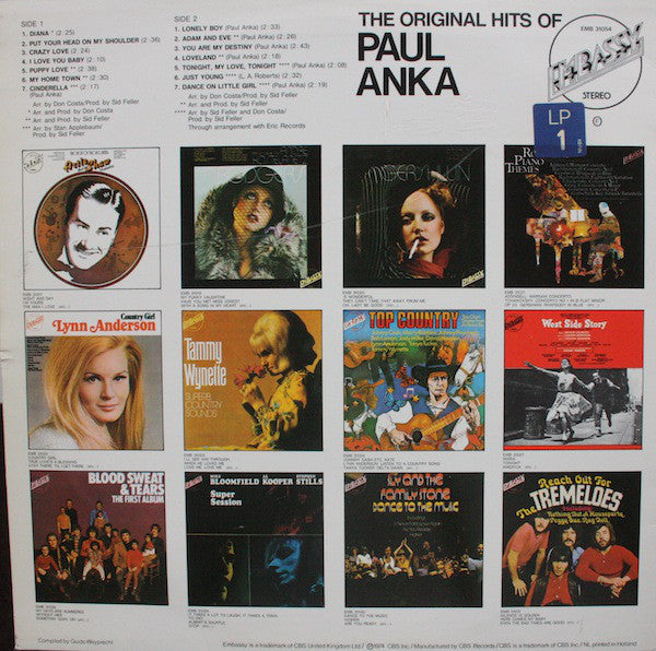 Paul Anka : The Original Hits Of Paul Anka (LP, Comp)