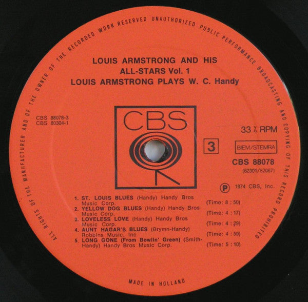 Louis Armstrong And His All-Stars : Vol. 1 Satch Plays Fats / L. Armstrong Plays W. C. Handy (2xLP, Comp, Mono)