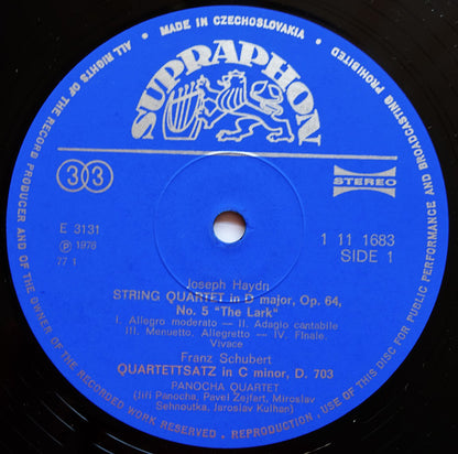 Panocha Quartet - Joseph Haydn / Franz Schubert / Antonín Dvořák : Lark Quartet / Quartettsatz / American Quartet (LP, Album)