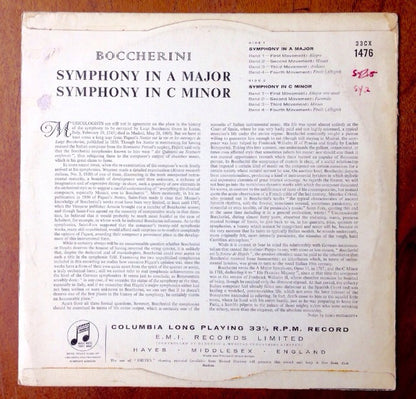 Luigi Boccherini, Orchestra "Alessandro Scarlatti" di Napoli Della RAI, Franco Caracciolo : Symphony In A Minor / Symphony In C Minor (LP, Album, Mono)