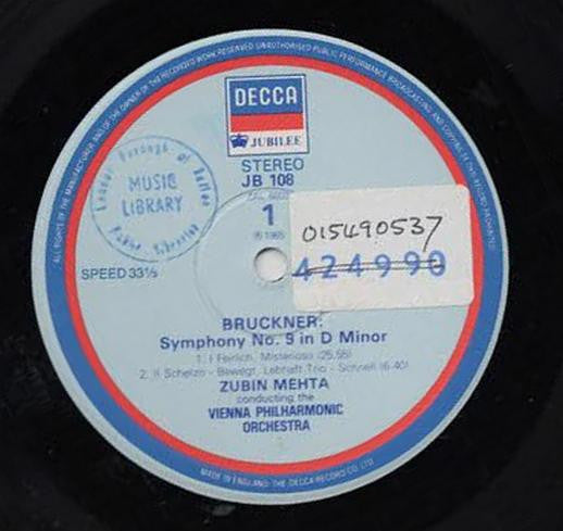 Anton Bruckner - Zubin Mehta, Wiener Philharmoniker : Symphony Nr. 9 In D Minor (LP, RE)