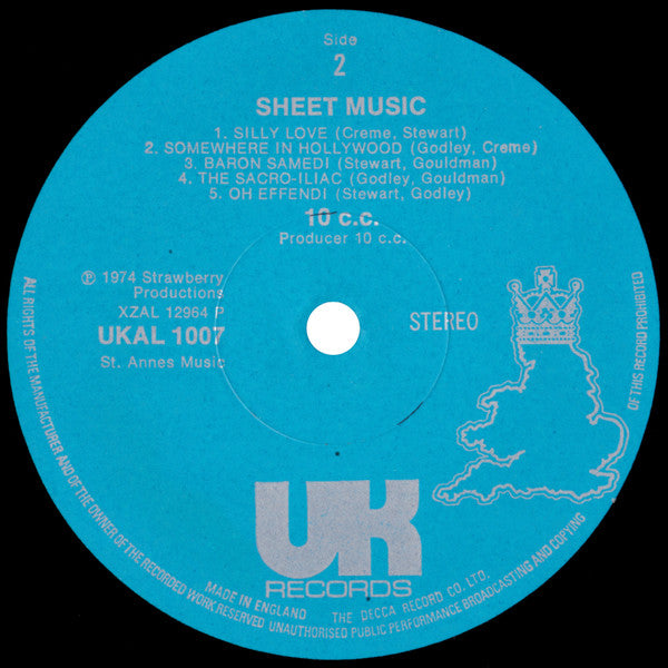 10cc : Sheet Music (LP, Album, Sil)