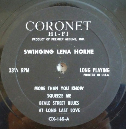 Lena Horne : Swinging Lena Horne (LP, Album, Mono)