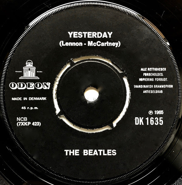 The Beatles : Yesterday (7", Single, Mono)