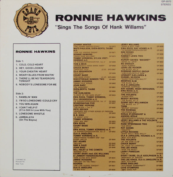 Ronnie Hawkins : Sings The Songs Of Hank Williams (LP, Album)