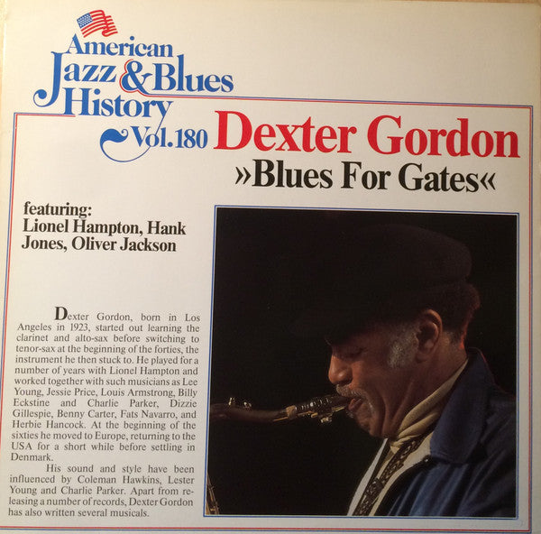 Dexter Gordon Featuring: Lionel Hampton, Hank Jones, Oliver Jackson : Blues For Gates (LP, Album, RE)