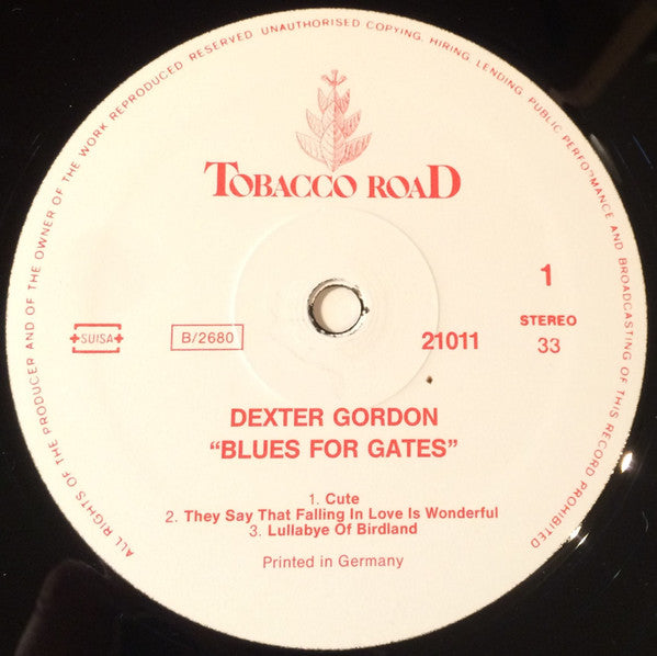 Dexter Gordon Featuring: Lionel Hampton, Hank Jones, Oliver Jackson : Blues For Gates (LP, Album, RE)
