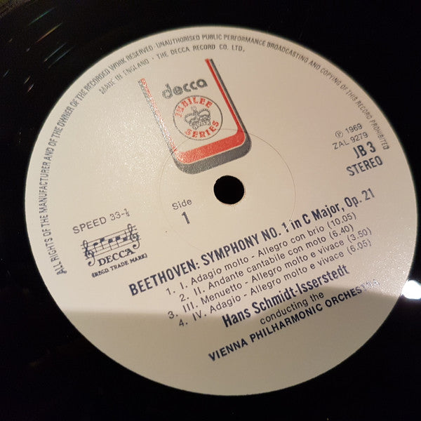 Ludwig van Beethoven, Wiener Philharmoniker = Wiener Philharmoniker, Hans Schmidt-Isserstedt : Symphonies Nos.1 & 2 (LP, Album)