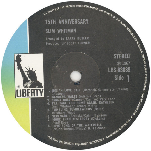Slim Whitman : 15th Anniversary Album (LP, Album, Ltd, RE)